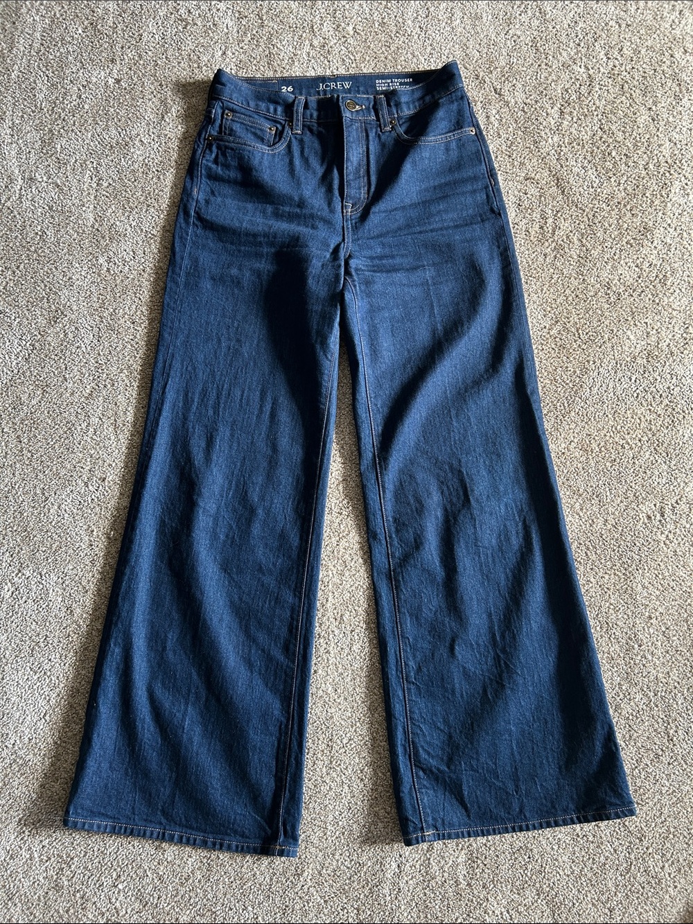 J. Crew High-Rise Wide-Leg Jeans in Deep Indigo Size 26